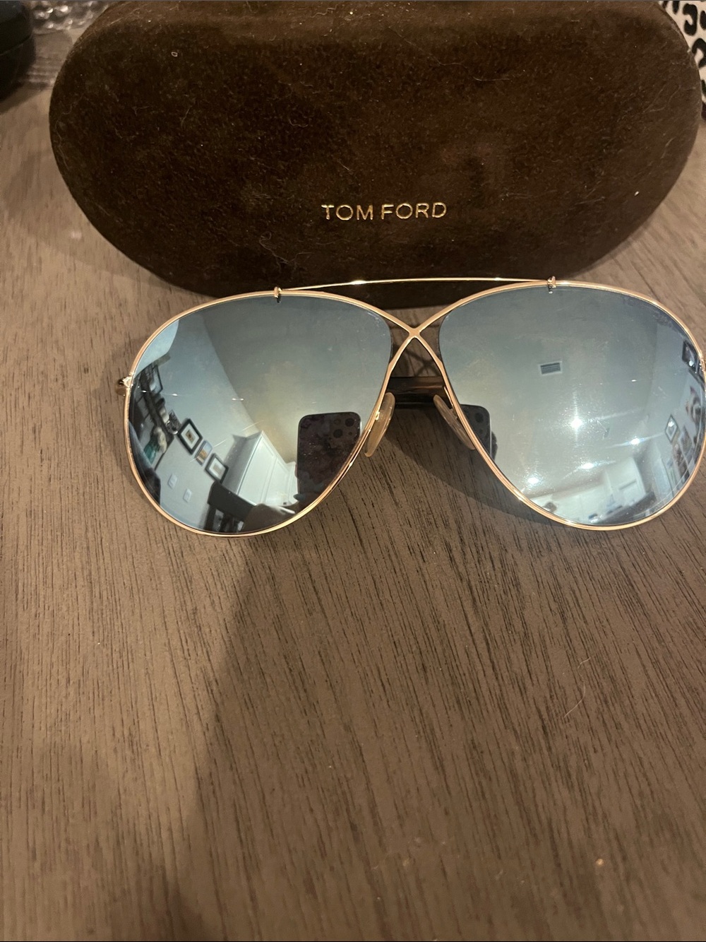 Tom Ford Women’s Aviator Sunglasses - Blue Lenses, Gold Frame